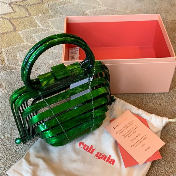 Cult Gaia Acrylic Lilleth Handbag Malachite Green - Picture 6 of 6